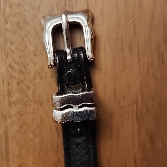 Bracelet: silver plates with leather bracelet - Picture 5 of 8